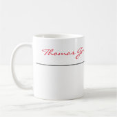 Mug Blanc Rouge tendance écriture manuscrite Plaine cr (Gauche)
