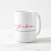 Mug Blanc Rouge tendance écriture manuscrite Plaine cr (Devant droit)