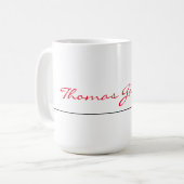 Mug Blanc Rouge tendance écriture manuscrite Plaine cr (Devant gauche)