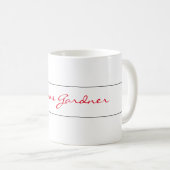 Mug Blanc Rouge tendance écriture manuscrite Plaine cr (Devant droit)