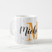 Mug Blanc rustique impression grain de bois personnali (Devant gauche)
