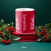 Mug Blanc sur arbre de Noël scandinave rouge