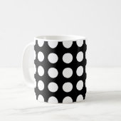 Mug Blanc sur noir grand format Pois horizontaux (Devant gauche)