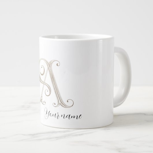 Mug Blanc ton nom commence lettres blanches A (Devant droit)