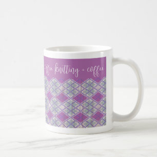 MUG BLANC "tricoter + café" MAILLOT ARGYLE LILAS