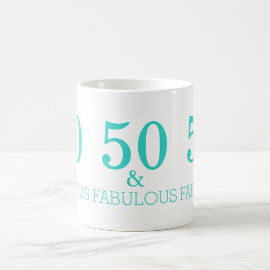 Mug Blanc Turquoise 50 Et Fabuleuse fête d'anniversair (Centre)