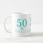 Mug Blanc Turquoise 50 Et Fabuleuse fête d'anniversair (Gauche)