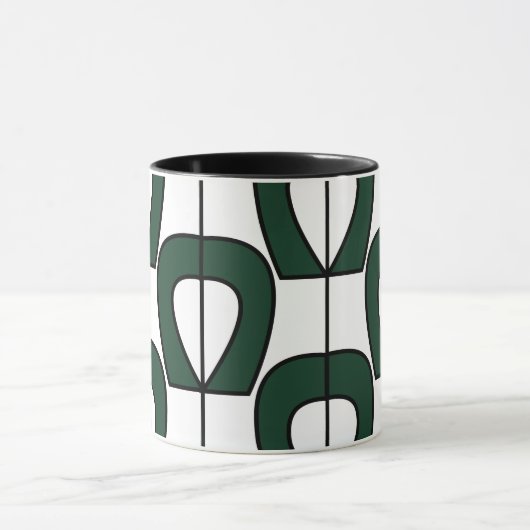 Mug Blanc Vert moderne géométrique Abstrait (Centre)