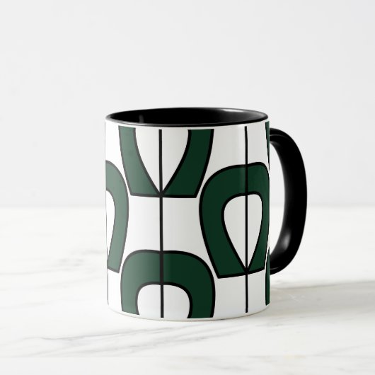 Mug Blanc Vert moderne géométrique Abstrait (Devant droit)