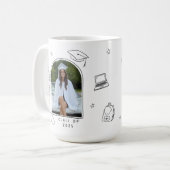 Mug Blancs Noir Retro Photo Graduation (Devant gauche)