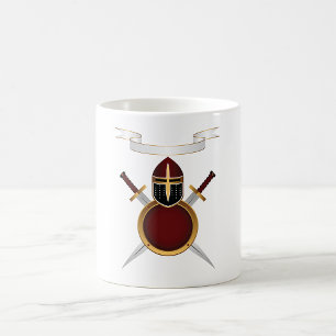 Mug Blason de Chevalier Médiéval Casque Épées Bouclier