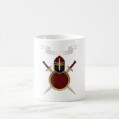 Mug Blason de Chevalier Médiéval Casque Épées Bouclier (Centre)