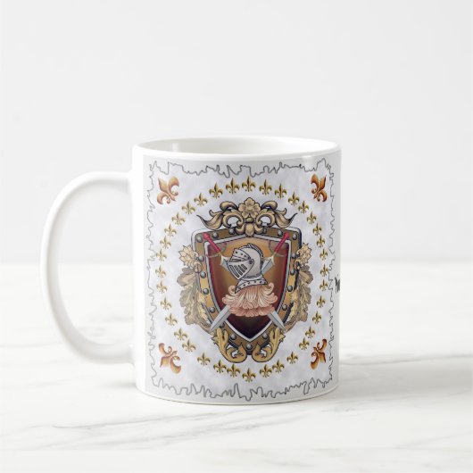 Mug Blason de chevalier Nom de famille (Gauche)