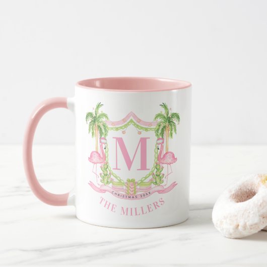 Mug Blason de Noël Flamingo Prépa Monogramme (Avec donut)