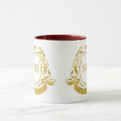 Mug Blason de ruban élégant et monogramme initial doré (Centre)