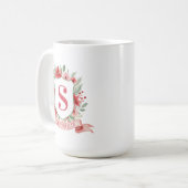 Mug Blason de vacances Grandmillennial | Monogramme de (Devant gauche)