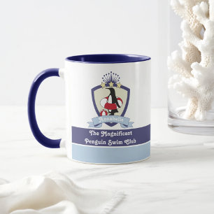 Mug Blason du club de natation Pingouin de dessin anim