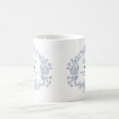 Mug Blason Floral Bleu Mariage I Monogramme et Initial (Centre)