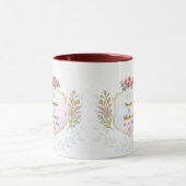 Mug Blason Floral Élégant avec Monogramme à Initiales  (Centre)