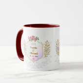 Mug Blason Floral Élégant avec Monogramme à Initiales  (Devant gauche)