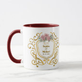 Mug Blason Floral Élégant avec Monogramme à Initiales (Gauche)
