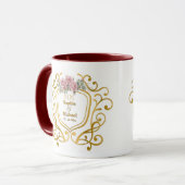 Mug Blason Floral Élégant avec Monogramme à Initiales (Devant gauche)