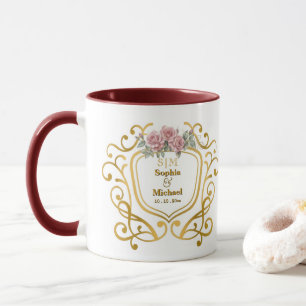 Mug Blason Floral Élégant avec Monogramme à Initiales