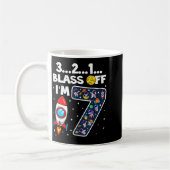 Mug Blast Off I'm 7 Years Old 7th Birthday Spaceship A (Gauche)