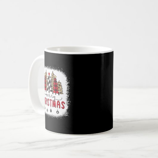Mug Bleached Merry Christmas Tree Funny Leopard Plaid  (Devant gauche)
