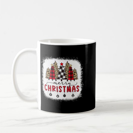 Mug Bleached Merry Christmas Tree Funny Leopard Plaid  (Gauche)
