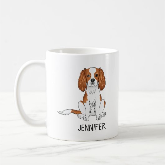 Mug Blenheim Cavalier King Charles Spaniel & Nom (Gauche)