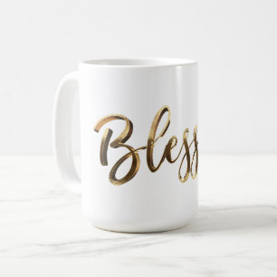 Mug Blessé Élégant Faux Gold Script Inspirationnel