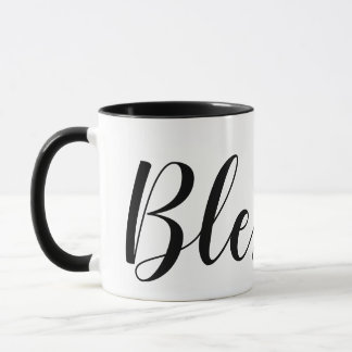 Mug Blessé noir blanc moderne Script chrétien