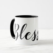Mug Blessé noir blanc moderne Script chrétien (Devant gauche)