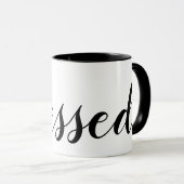 Mug Blessé noir blanc moderne Script chrétien (Devant droit)