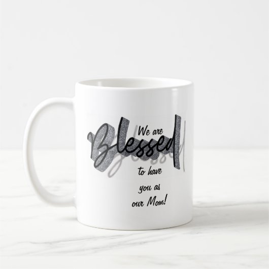 Mug Blessed Mother's Day Black White Bible Verse (Gauche)