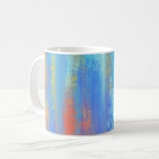 Mug Bleu Abstrait et orange (Devant gauche)