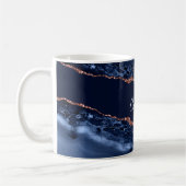 Mug Bleu agate marbre rose or nom script (Gauche)