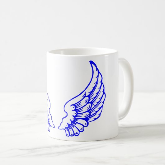 Mug Bleu Ange Ailes Mug. (Devant droit)