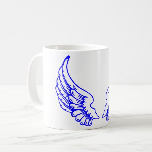 Mug Bleu Ange Ailes Mug. (Devant gauche)