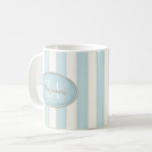Mug Bleu & Antique Grandes Blancs Ovale Monogramme enc (Devant gauche)