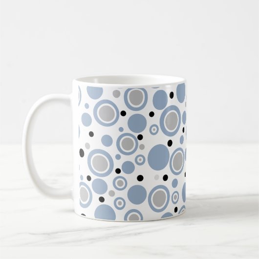 Mug Bleu ardoise argent noir cercles géométriques (Gauche)