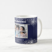 Mug Bleu argent neige photo hiver (Devant droit)