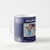 Mug Bleu argent neige photo hiver (Devant gauche)