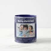 Mug Bleu argent neige photo hiver (Centre)