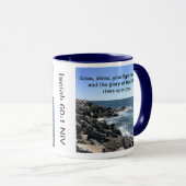 Mug Bleu Atlantique Bible Verse Seashore Waves (Devant droit)