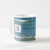 Mug Bleu Atlantique Rive simple initiale unique (Devant gauche)