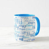 mug bleu avec nom (Devant droit)