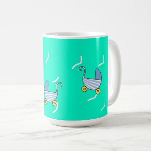Mug Bleu bébé pram (Devant droit)