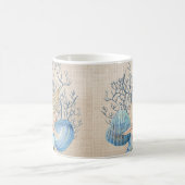 Mug Bleu Beige Coquillages Corail Starfish (Centre)
